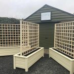 Trellis-Wooden-Planter-Centred-Large-Garden-Patio 1.8m High x 1.8m Long Painted Country Cream