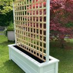 Trellis-Wooden-Planter-Centred-Large-Garden-Patio 1.8m High x 1.8m Long Painted Antique White